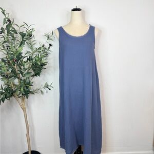 Eileen Fisher Frayed Edge Blue dress sz XXS
